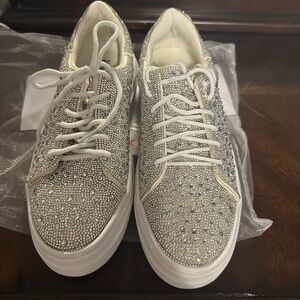 Silver Glitter Low Top Sneakers